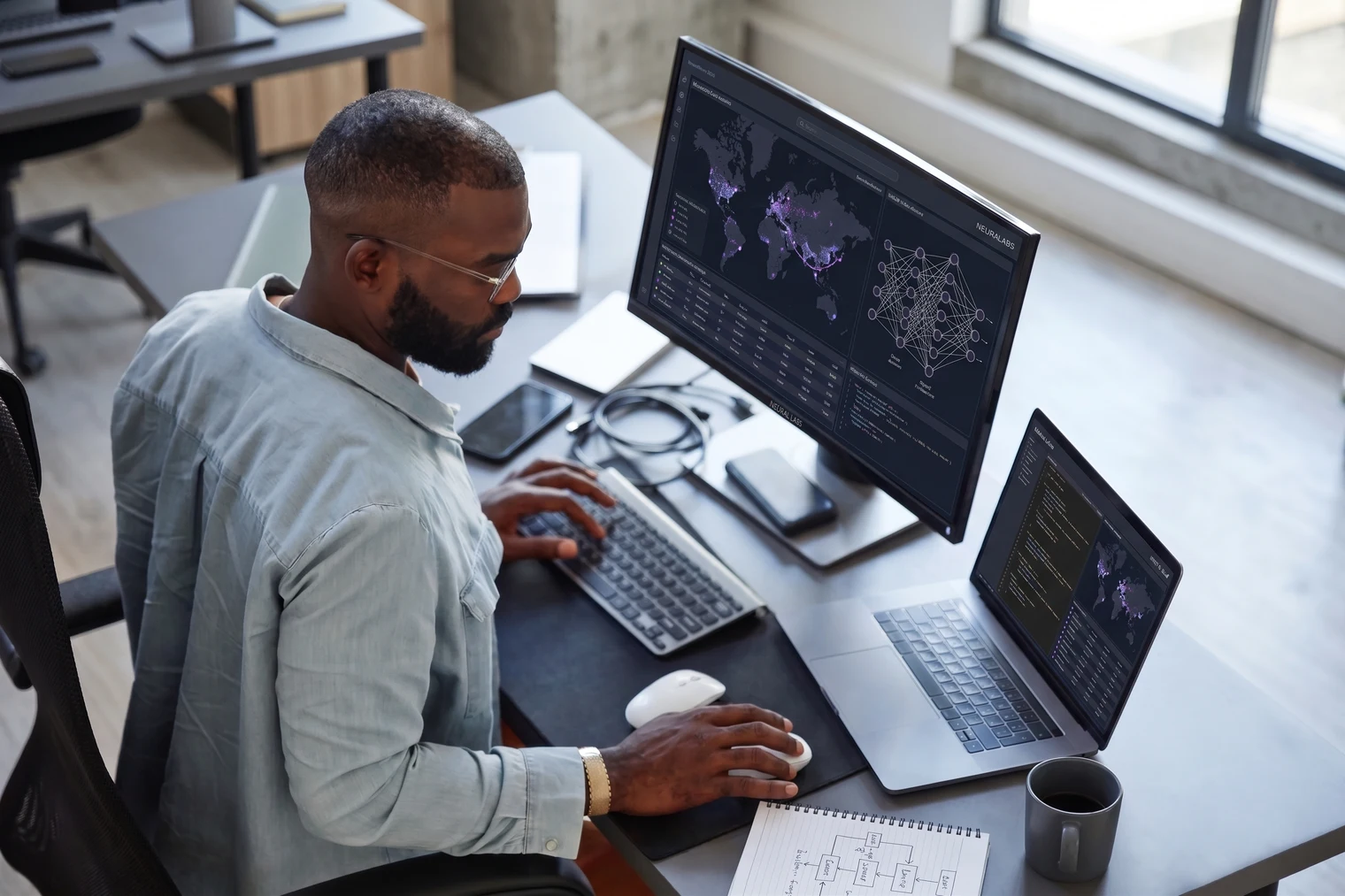 An analyst reviewing retail performance across multiple screens